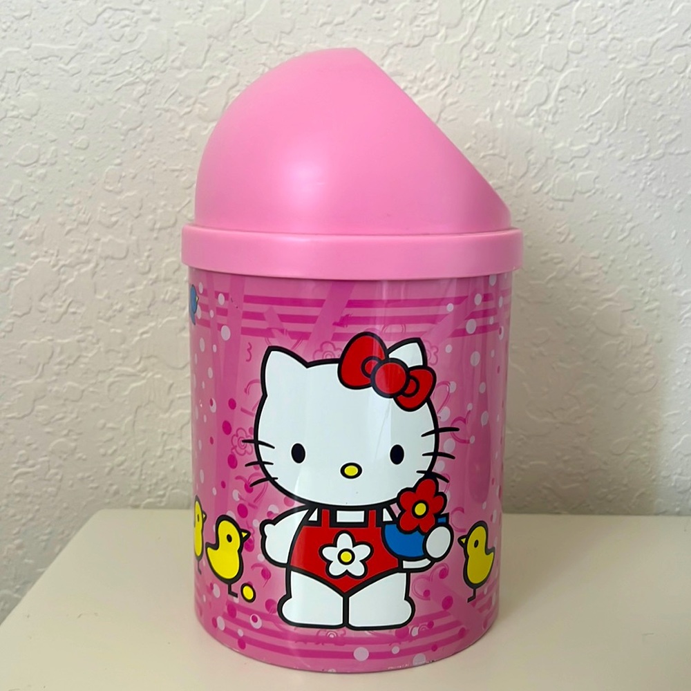 Pink “Hello Kitty” trash can